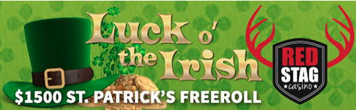 1500 St Patricks Day Slot Freeroll at Red Stag Casino