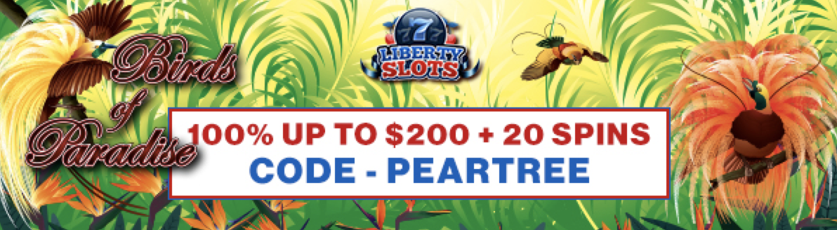 Green cash is falling from Xmas Trees at Liberty Slots Casino