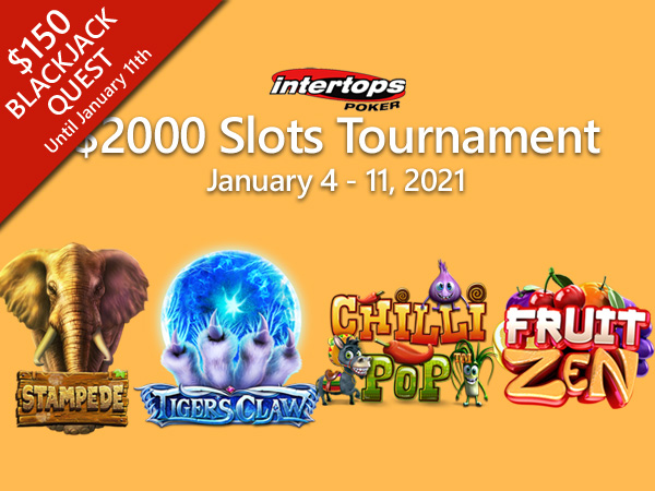 Ring in the New Year with a $2000 Slot Tournament plus $150 Blackjack Quest at Intertops Casino