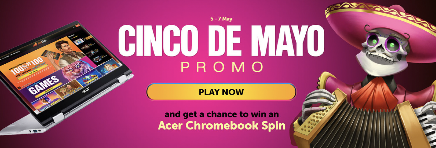 Win Bonus Spins and an Acer Chromebook Spin in the Cinco De Mayo Promo at Wild Slots Casino